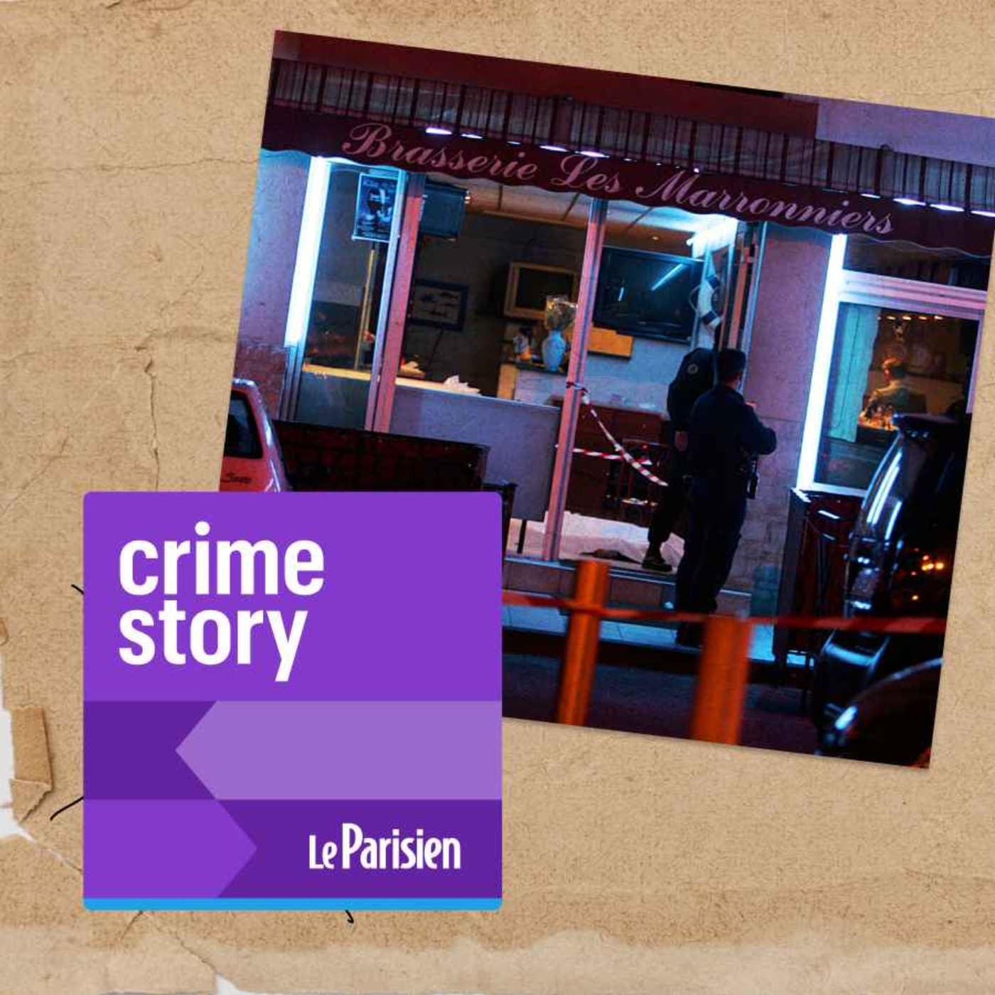 Crime story podcast cover art