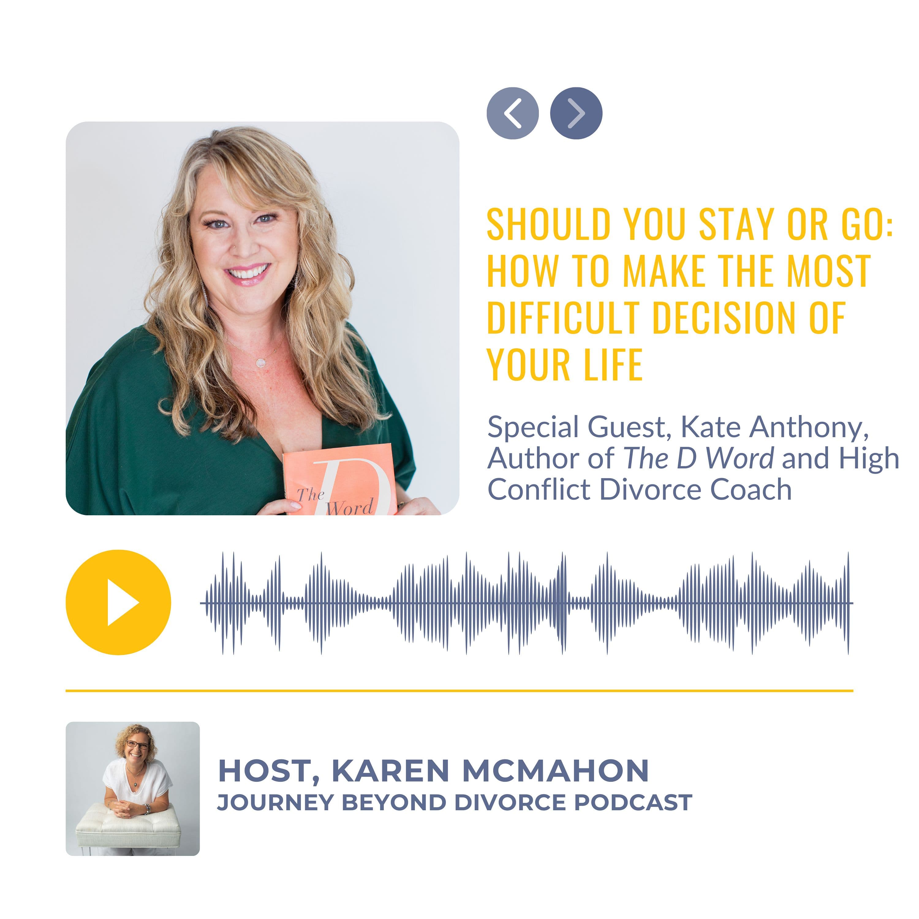 Journey Beyond Divorce Podcast — Special Guest: Should You Stay or Go: How to make the most difficult decision of your life with Kate Anthony